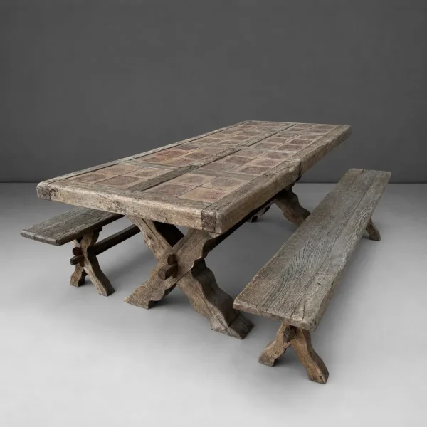 Dining table with matching benches