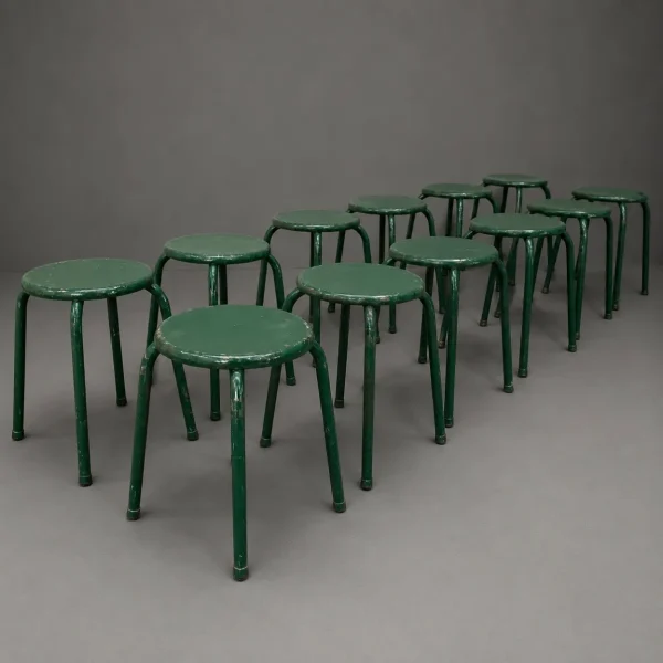 Green industrial stools