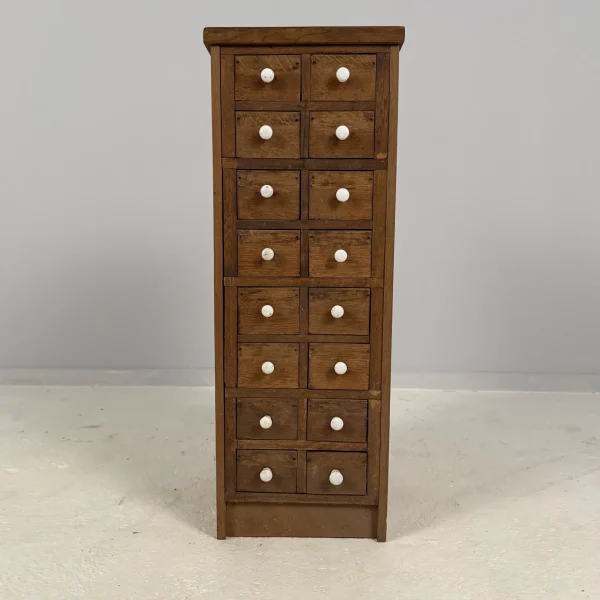 Oak Multi-Drawer Cabinet With Porcelain Knobs