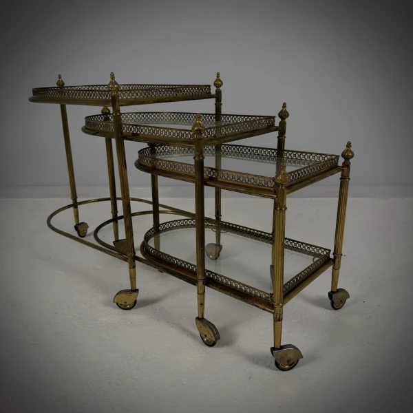 Set Of Three Vintage Brass Side Tables